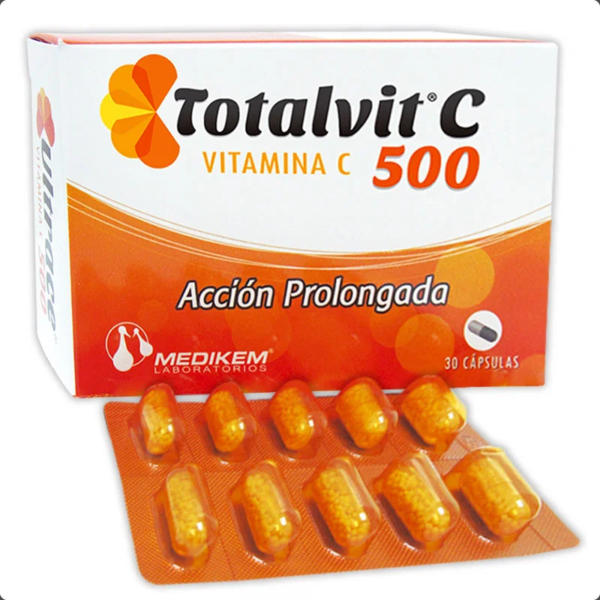 TOTALVIT C 500 - 30 Capsules for Immune Support | 60 CAPSULAS TOTAL